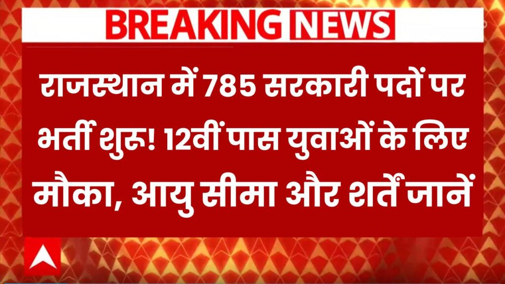 RSSB Jobs 2026: राजस्थान में 785 सरकारी पदों पर भर्ती शुरू! 12वीं पास युवाओं के लिए मौका, आयु सीमा और शर्तें जानें