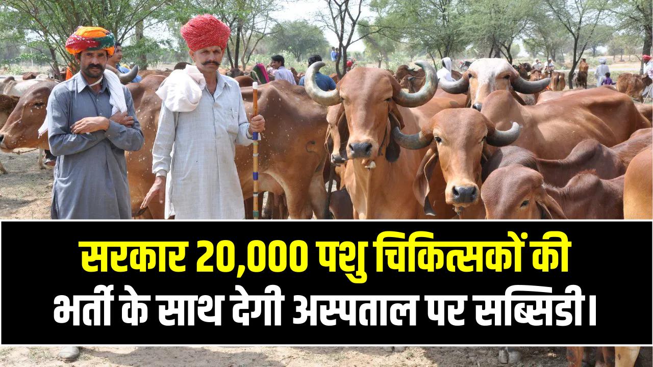 पशुपालकों को बड़ी राहत! अब हर गांव में पहुंचेगा डॉक्टर; सरकार 20,000 पशु चिकित्सकों की भर्ती के साथ देगी अस्पताल पर सब्सिडी।